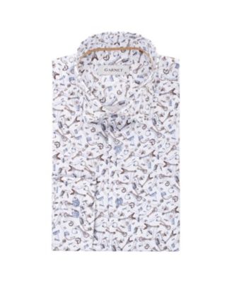 Men's Geometric-Print Long-Sleeve Regular-Fit Shirt