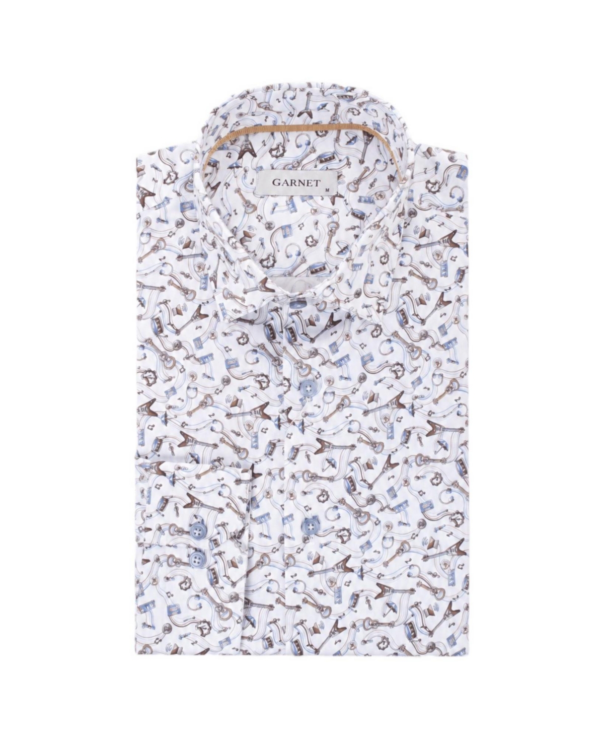 Garnet Men's Geometric-Print Long-Sleeve Regular-Fit Shirt