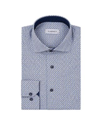 Men's Regular-Fit Micro-Pattern Contrast-Trim Dress Shirt