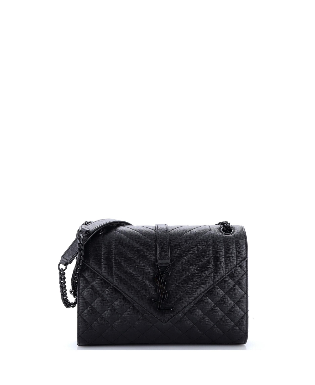 Pre-Owned Saint Laurent Medium Classic Monogram Envelope Satchel Mixed Matelasse Leather - Black