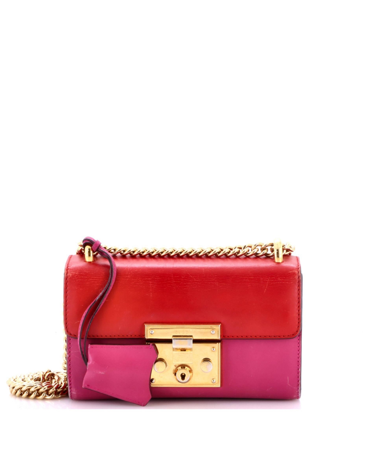 Pre-Owned Gucci Small Padlock Shoulder Bag Leather - Pink