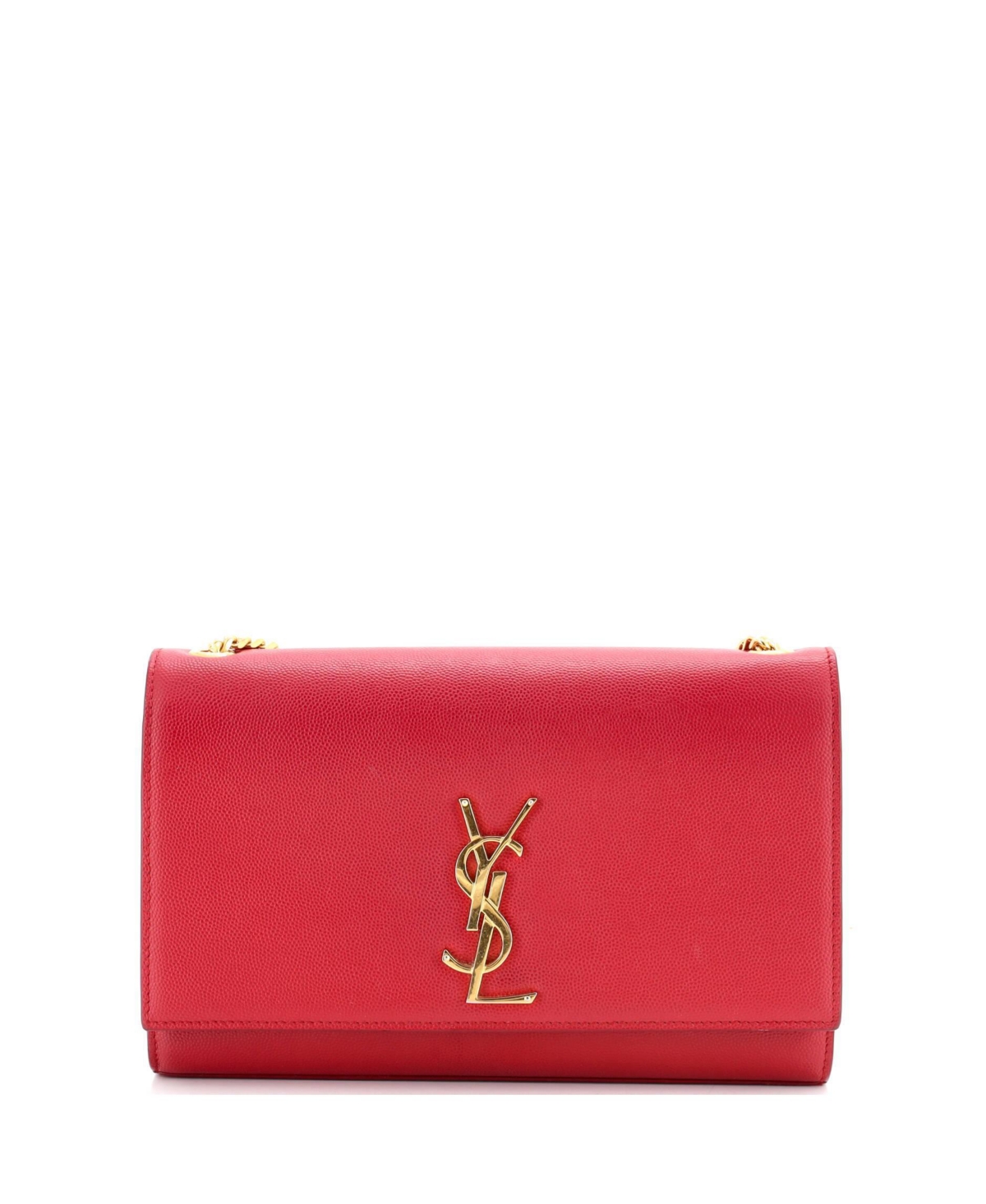 Pre-Owned Saint Laurent Medium Classic Monogram Crossbody Bag Grainy Leather - Red