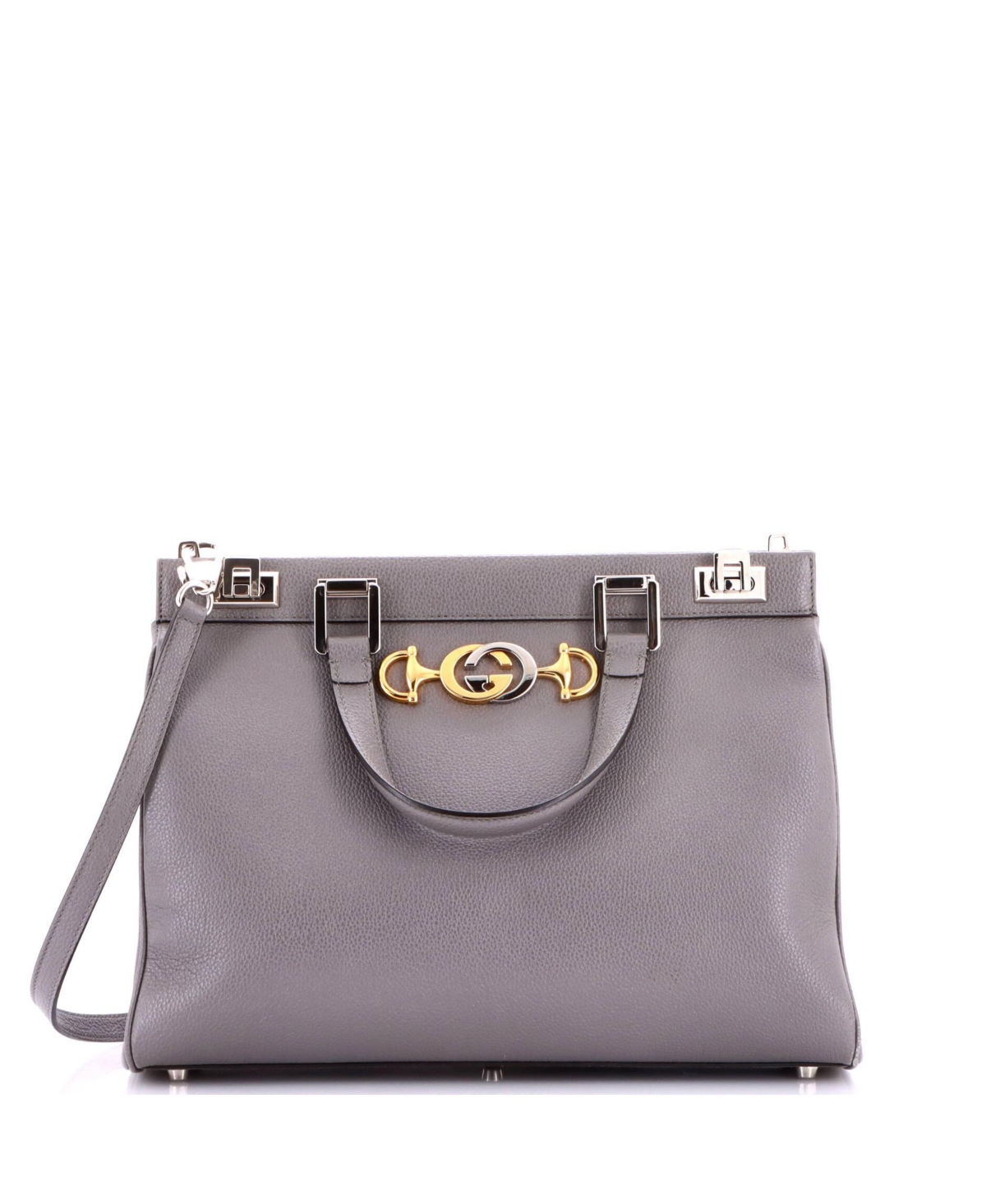 Pre-Owned Gucci Medium Zumi Leather Top Handle Bag - Grey
