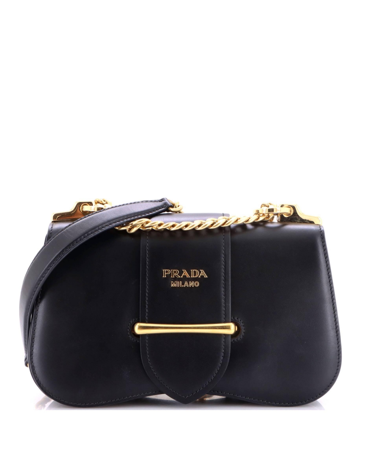 Pre-Owned Prada Medium Sidonie Chain Shoulder Bag City Calf - Black
