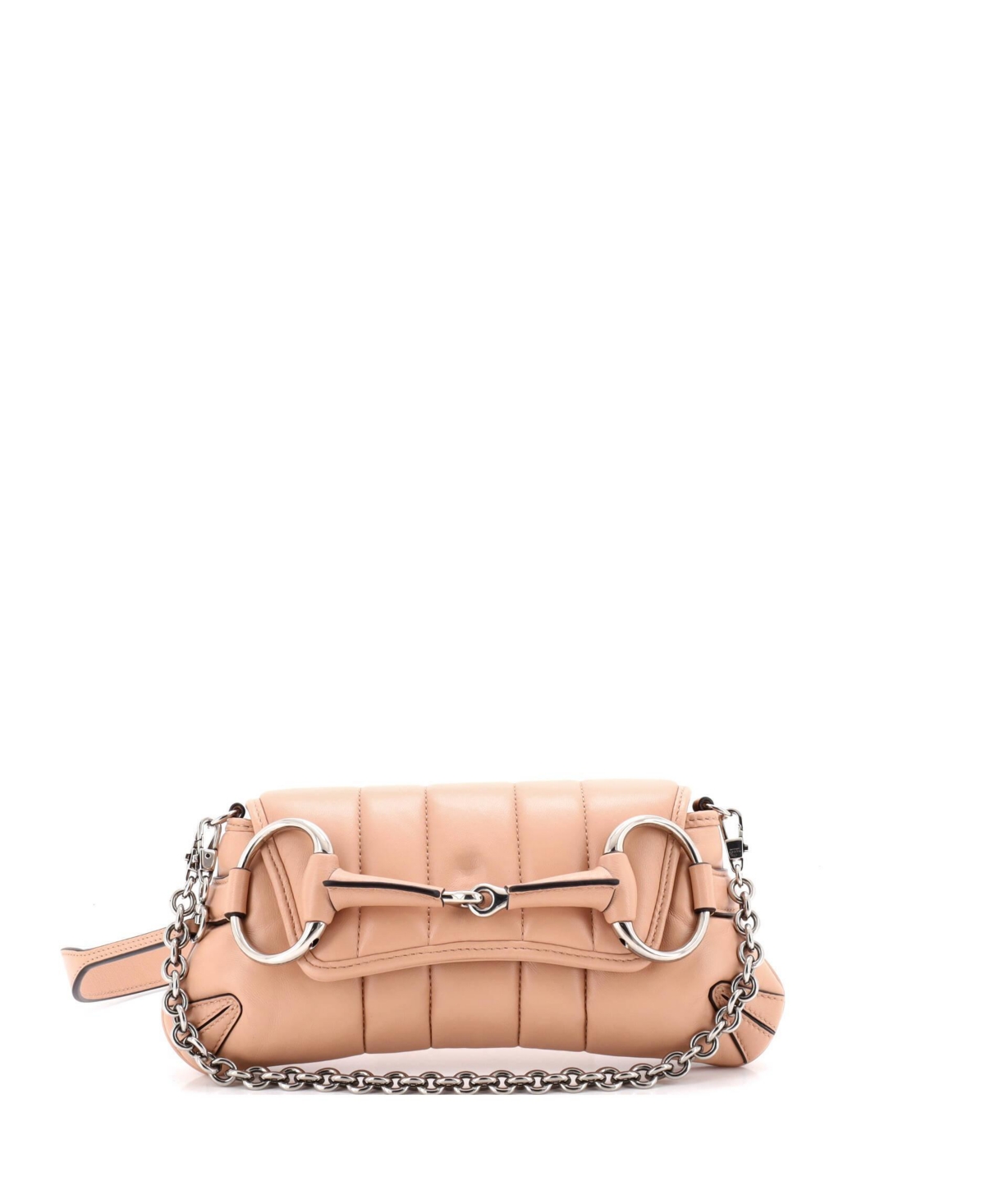Pre-Owned Gucci Small Horsebit Chain Shoulder Bag Vertical Quilted Leather - Natural