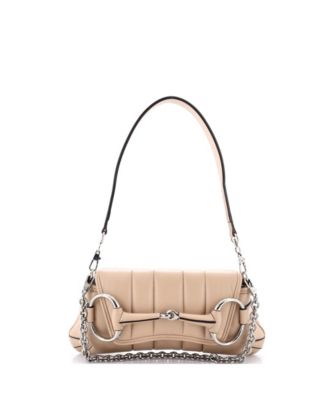 Small Horsebit Chain Shoulder Bag Vertical Quilted Leather