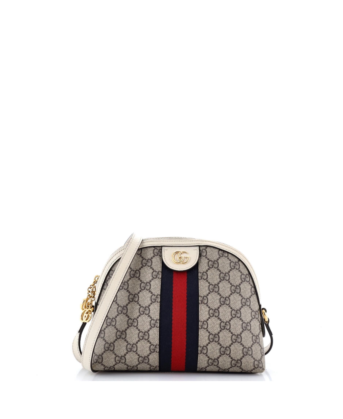 Pre-Owned Gucci Small Ophidia Dome Shoulder Bag Gg Coated Canvas - Natural