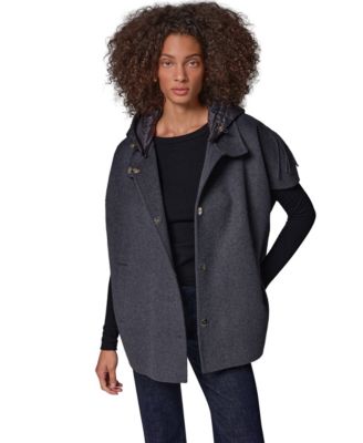 Women's Short Double-Face Detachable Hood Cape Coat
