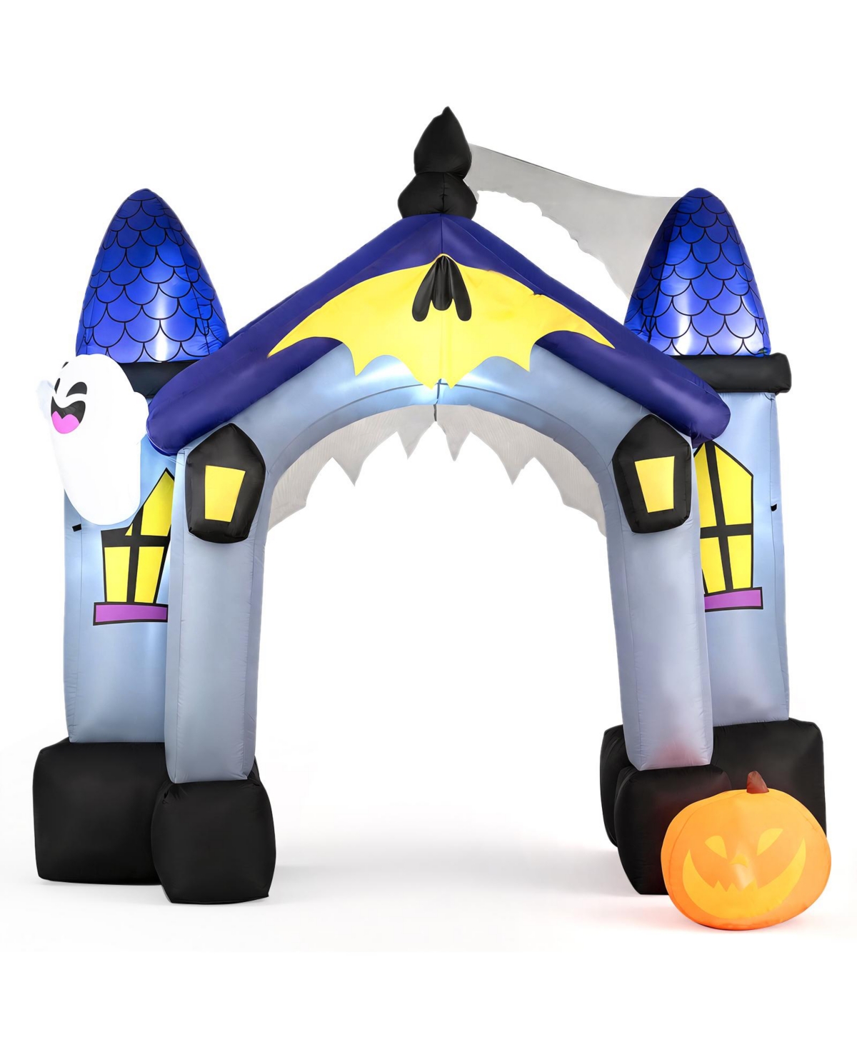 Costway 9 Ft Halloween Inflatable Archway with Led Lights, Ghost and Pumpkin, Built-in Blower - Assorted pre-pack