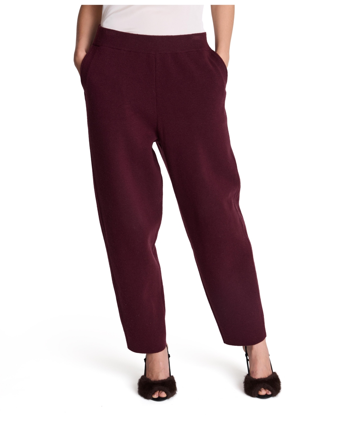 Kenneth Cole Women's Pull-On Barrel Leg Elastic-Waist Pants - Sugar Beet