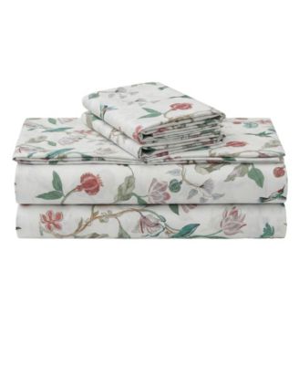 Printed 300 Thread Count Cotton Deep Pocket 4-Piece Sheet Set, Queen