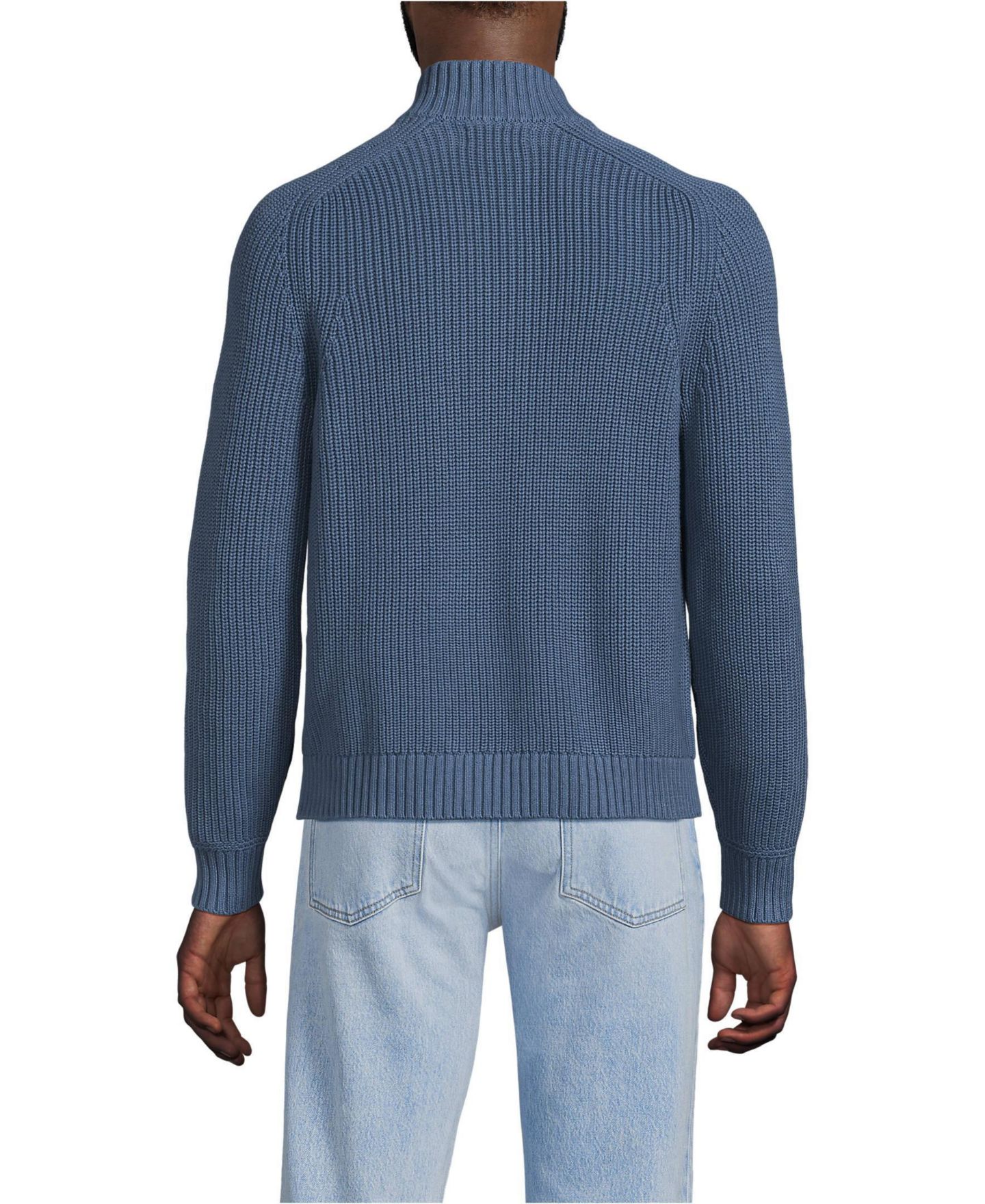 Мужской кардиган Lands' End Long Sleeve Drifter Full Zip Cardigan, цвет: Серый — фото 2