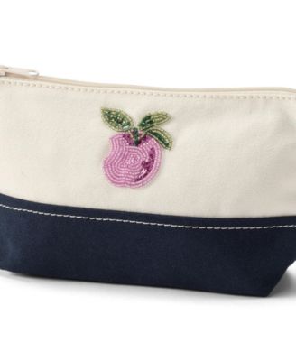 Embroidered Zipper Canvas Pouch