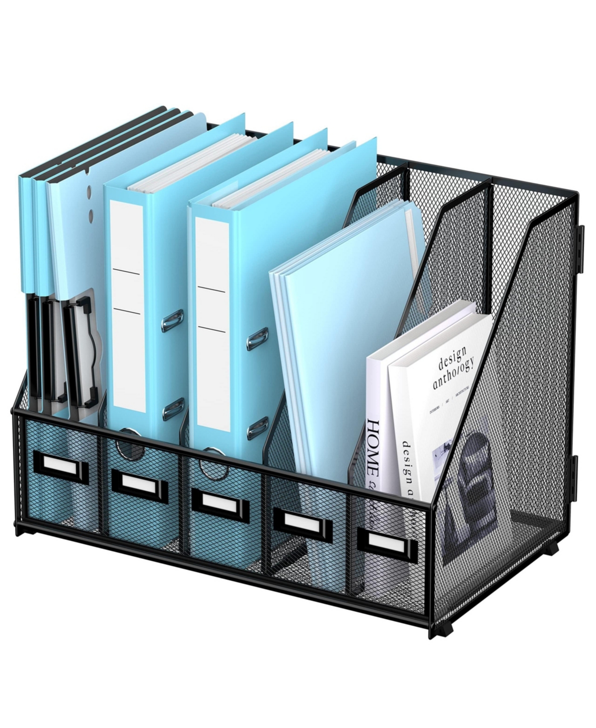 Four Candies Metal Mesh Desk Organizer 5 Vertical Compartments File Holder for Office Classroom Home Workspace