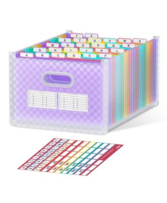 Upright Open Top Expandable Accordion File Organizer Multi Colored Tabs