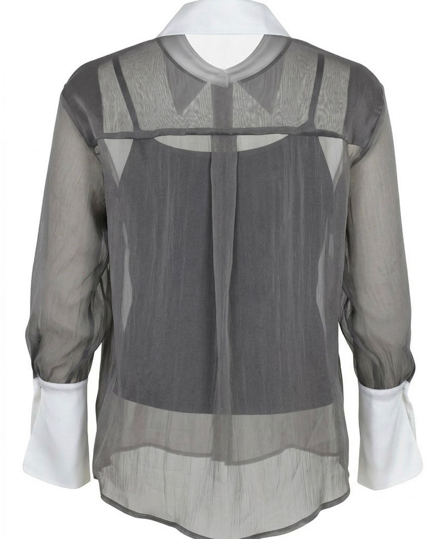 Женская блузка Modenaire Sheer Contrast-Collar Long-Sleeve — фото 9