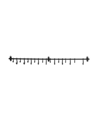 Decorative Forged Metal Wall Rod with 18 Hooks