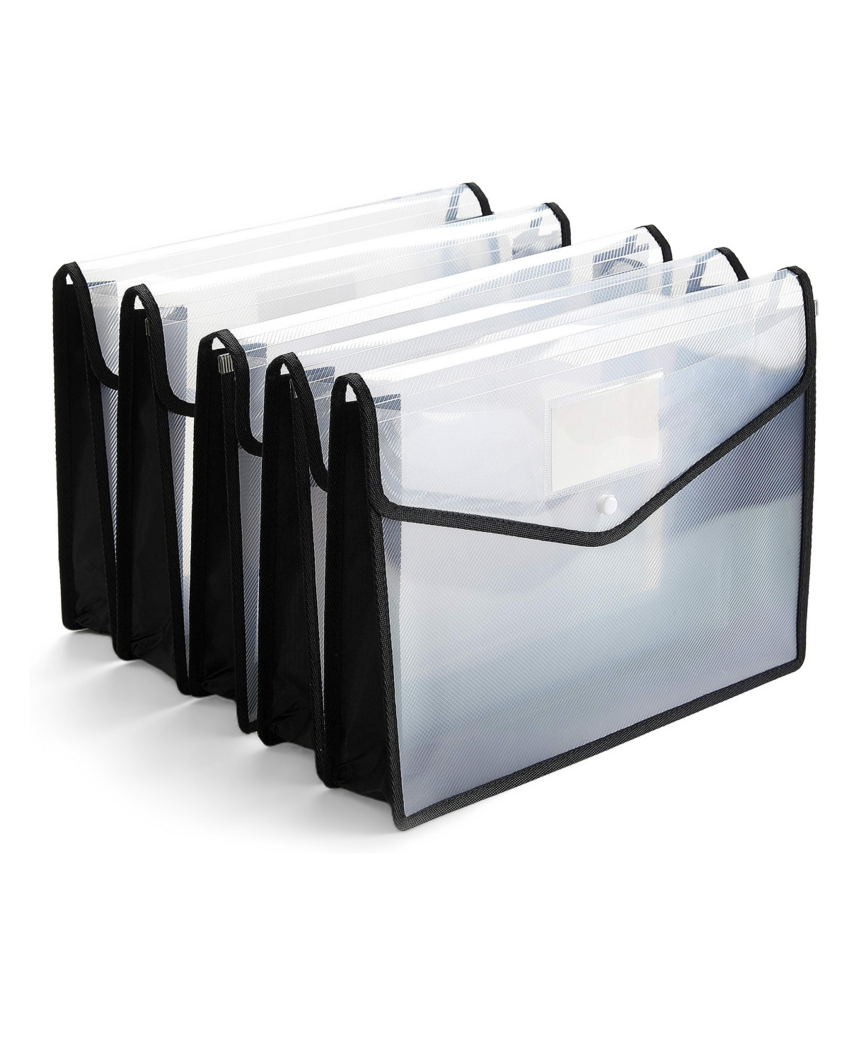 Four Candies Plastic Expandable File Folder Large Capacity Waterproof Document Storage Wallet With Snap Closure - Black