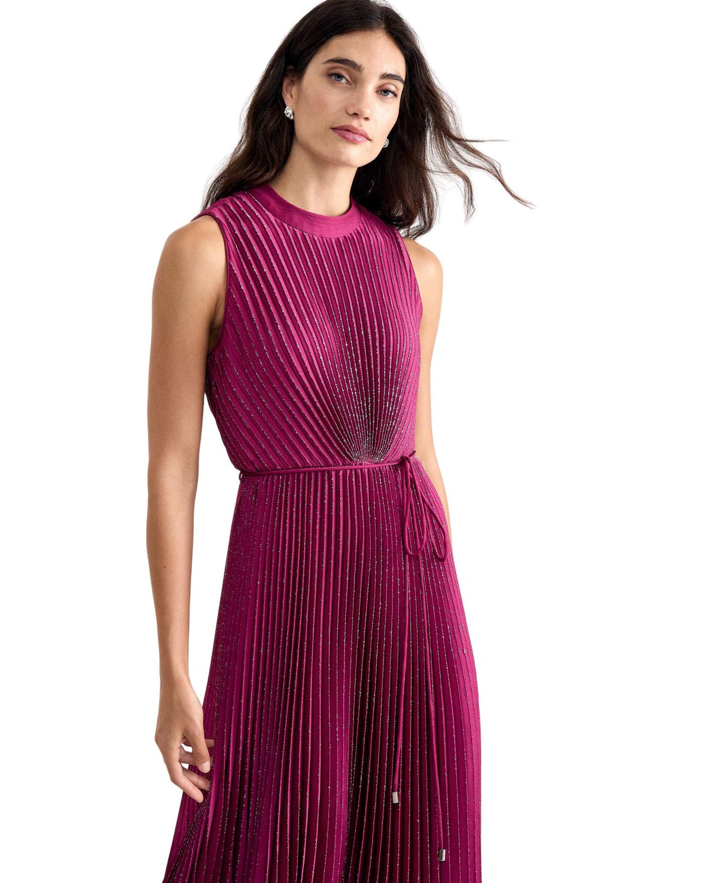Женское платье Phase Eight Simara High-Neck Pleated Maxi, цвет: Фуксия — фото 2