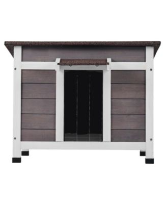 24 Inch Weatherproof Wooden Outdoor Cat House with Open Roof