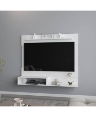 55.1 Inch White Wall-Mounted Floating Entertainment Center with Multi Open Storage Shelves