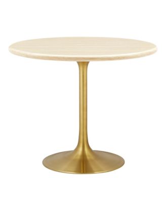 Lippa 36" Round Faux Travertine Dining Table in  Travertine
