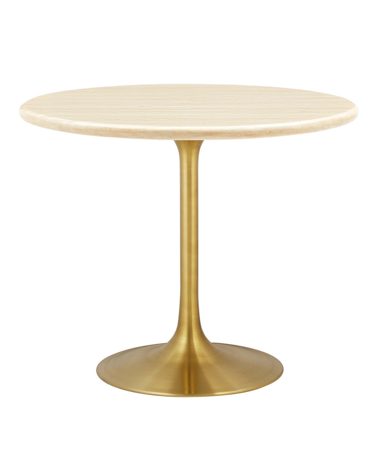 EEI-6752-GLD-TRA 36 in. Lippa Round Artificial Travertine Dining Table, Gold Travertine