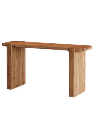 Counter Height Solid Wood Bar Table with Rectangular Tabletop for Dining Room and Kitchen