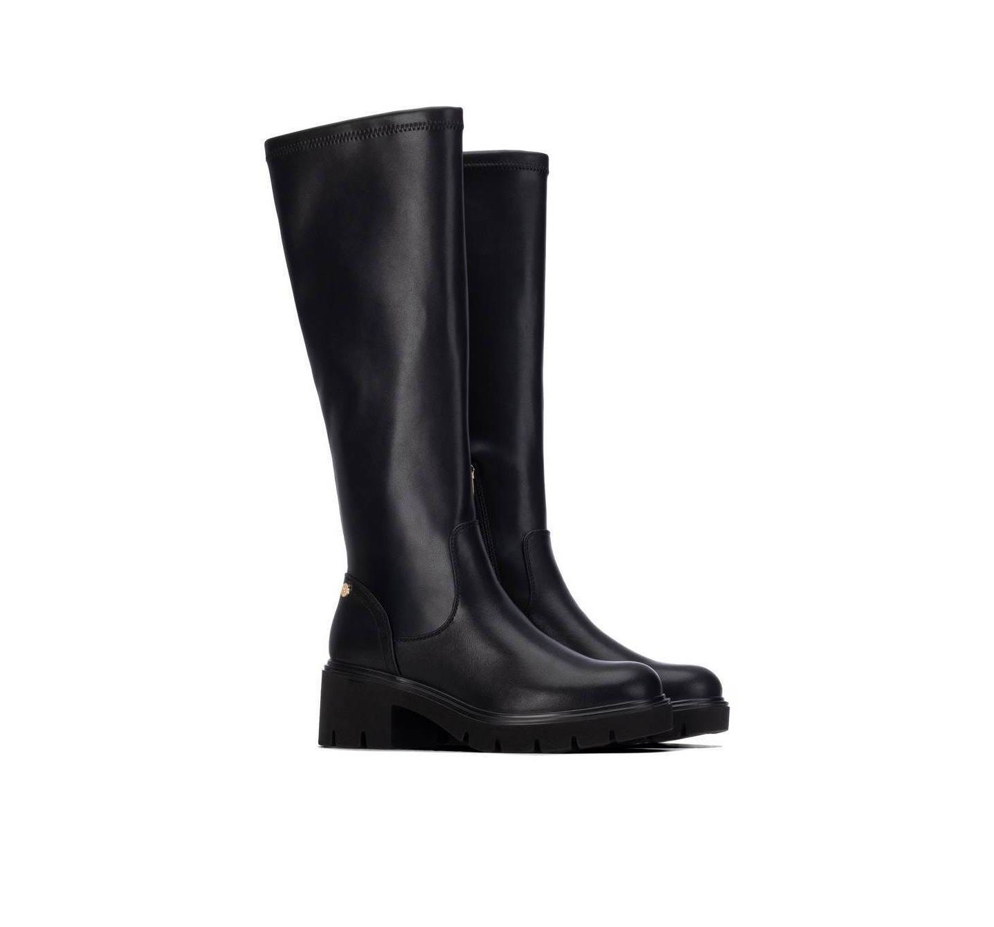 Женские ботинки XTI Knee-High Stretch-Shaft Block-Heel, цвет: Чёрный — фото 4