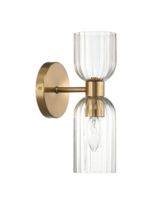 Josephine - Mid-Century Modern Metal and Clear Ribbed Glass Wall Light