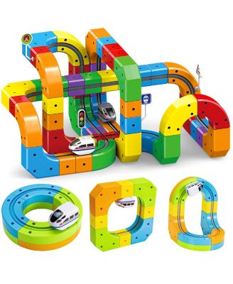Modular Electric Flexible 3D Track Building Set, 66-Piece, Ages 3-8