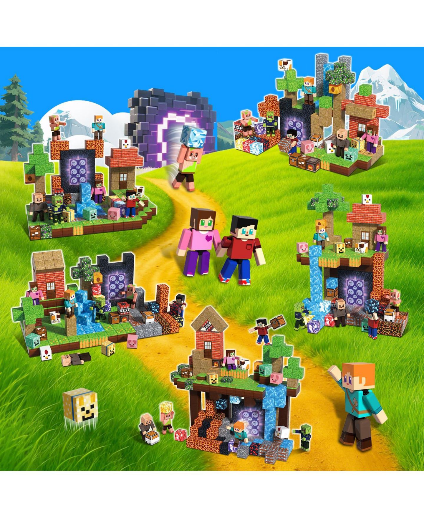 Магнитный конструктор Gnuadz Minecraft с 6 фигурками, от 6 лет, цвет: Разноцветный — фото 4