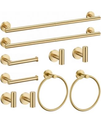 10 Pieces 24" Bathroom Hardware Accessories Set Towel Bar Toilet Paper Holder Wall Mounted