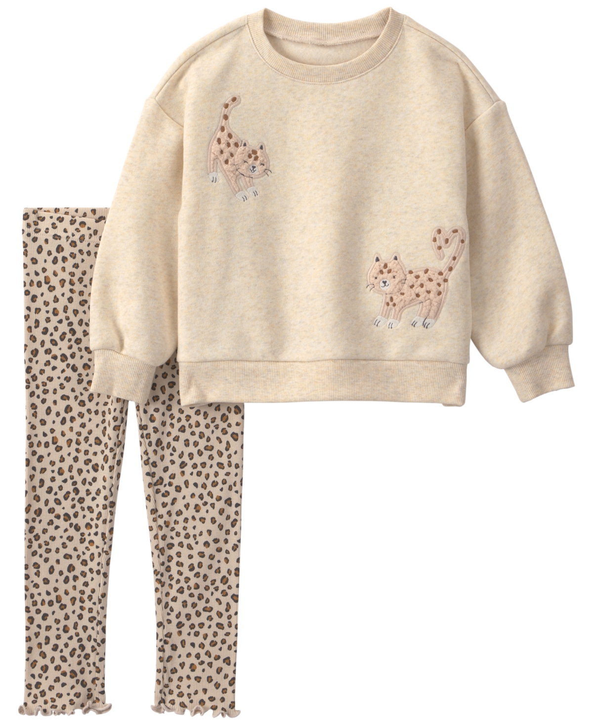 Carter's Baby Girls' Leopard-Print Fleece Long-Sleeve Top and Pants, 2-Piece Set
