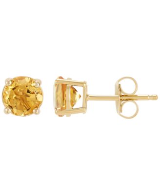 Gemstone Stud Earrings in 10k Yellow Gold (Available in Garnet, Freshwater Pearl, Peridot, Blue Topaz, White Sapphire, Citrine, Amethyst, Aquamarine, and Lab-Grown Emerald, Ruby, Sapphire, and Opal)