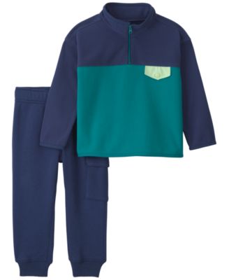 Baby Boys' Color-Block Quarter-Zip Mock Neck Pullover and Jogger Pants, 2-Piece Set