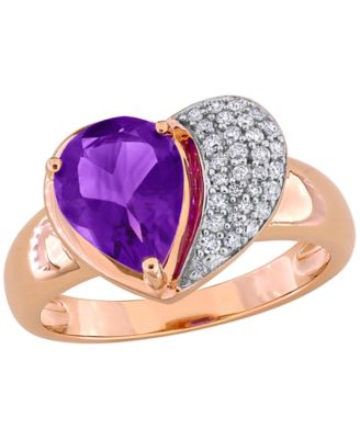 Amethyst and Diamond Ring (1-1/2 ct. t.w. Amethyst, 1/6 ct. t.w. Diamond) in 10k Rose Gold