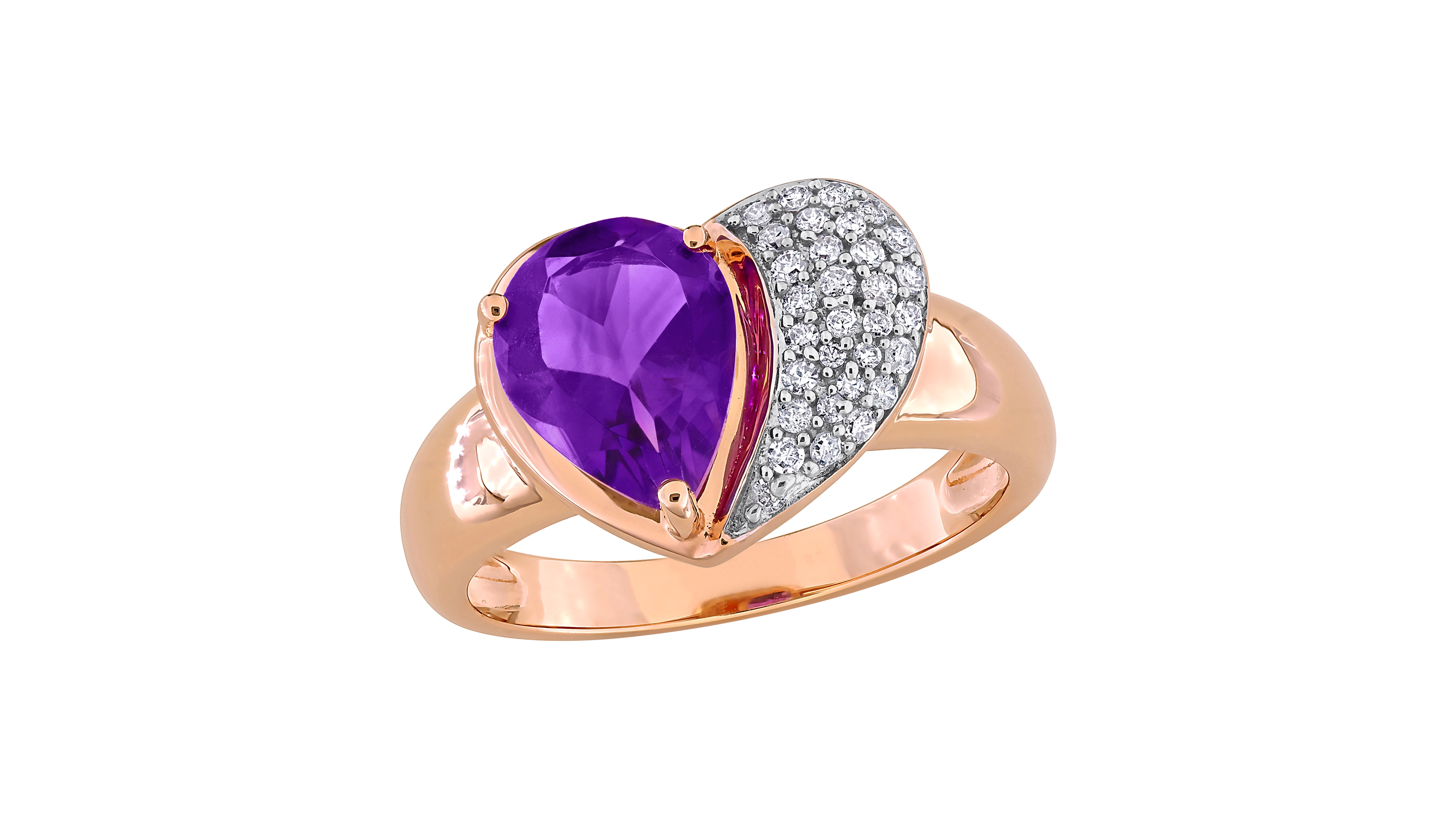 Macy's Amethyst and Diamond Ring (1-1/2 ct. t.w. Amethyst, 1/6 Diamond) 10k Rose Gold