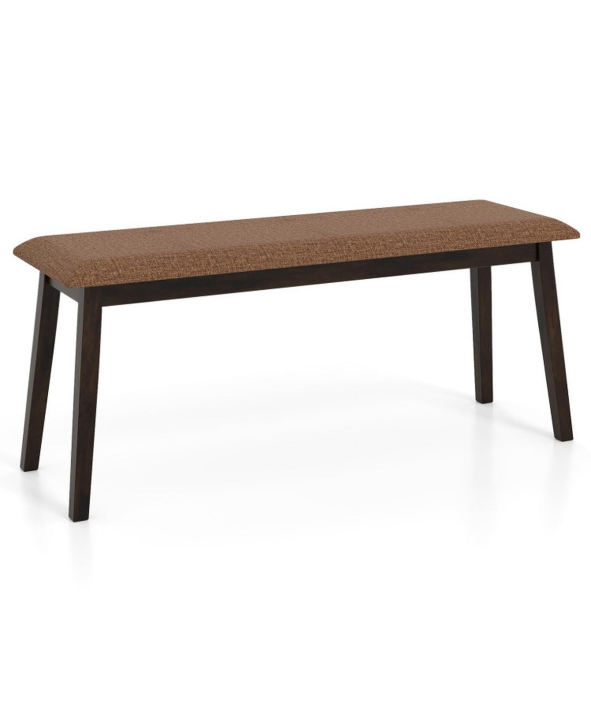 Sugift 43.5in Upholstered Entryway Bench with Rubber Wood Frame - Brown