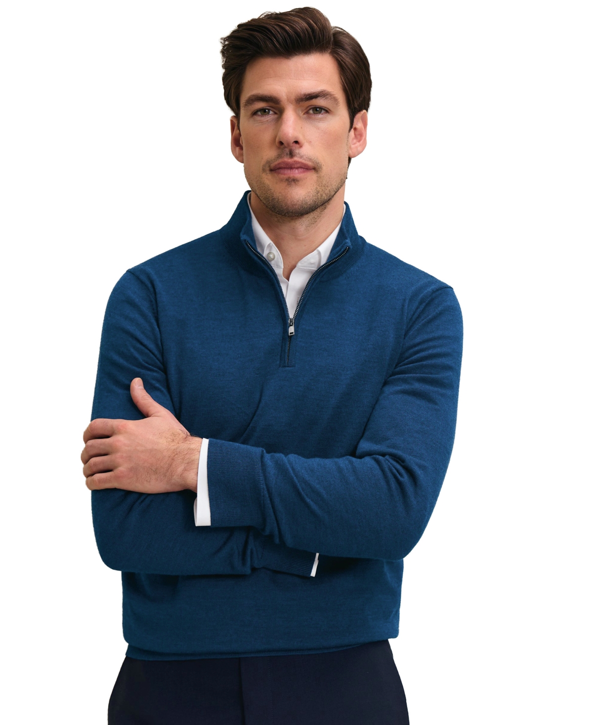 Charles Tyrwhitt Men's Royal B Regular-Fit Quarter-Zip Merino Wool Sweater