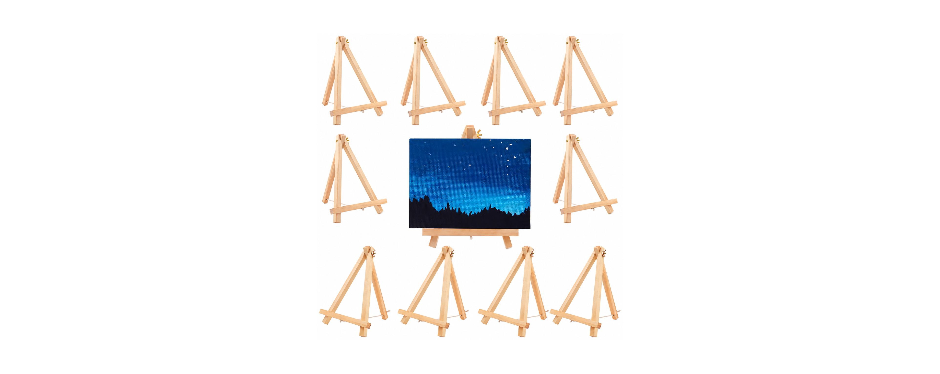 Aeelike 10 Pack 9 Inch Wood Tabletop Easels Adjustable Foldable Art Craft Display Stand