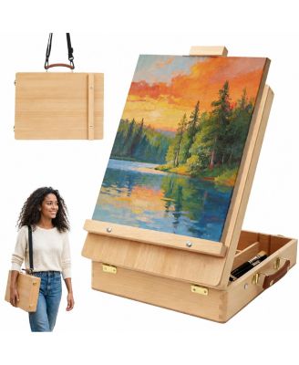 Adjustable Beechwood Tabletop Easel Sketchbox Portable Art Storage
