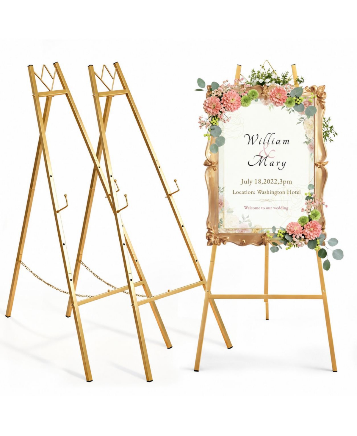 Aeelike 57.5 Inch Gold Easel Stand Adjustable Height Heavy Duty Floor Display