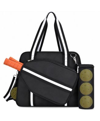 Pickleball Tote Bag With Paddle Pocket Ball Bag Adjustable Strap Fence Hook