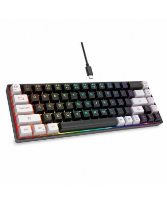 65% Wired Gaming Keyboard Mini Ultra Compact 68 Keys Membrane LED Backlit