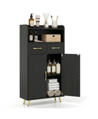 Freestanding Bathroom Floor Cabinet Featuring Twin Soft Drawers