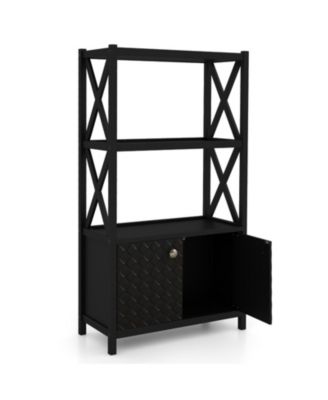 Rubberwood Frame Bathroom Cabinet for Open Shelf Storage