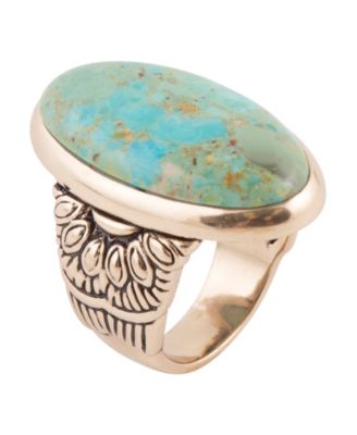 Gold-Tone Genuine Blue Turquoise Statement Ring