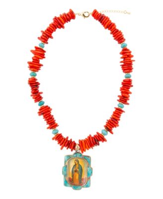 Women's Multi-Stone Gold-Tone Our Lady of Guadalupe Necklace