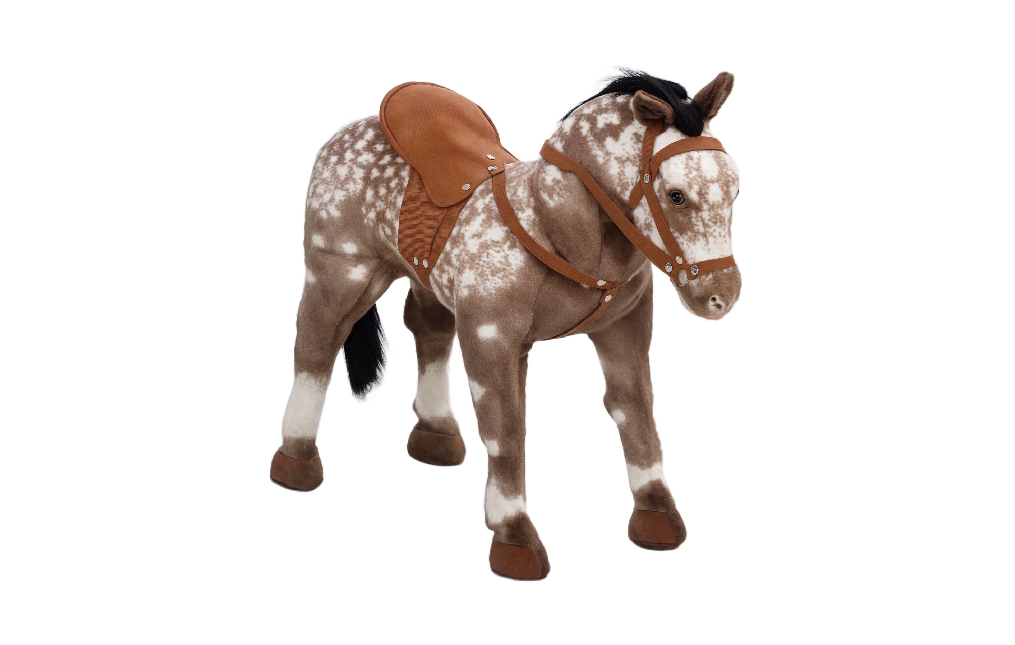 Sevorley Wheeled Ride-On Horse with Soft Plush Body, Battery-Operated, Ages 3-8